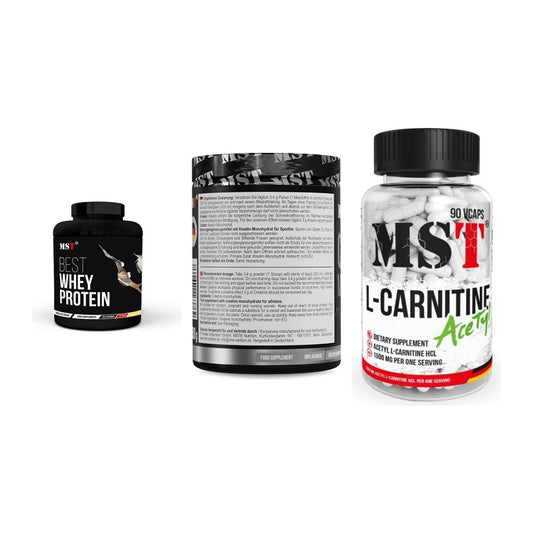 MST Marken-Trio: Best Whey + Creatin Monohyd + L-Carnitine – alle enthaltenen Artikel