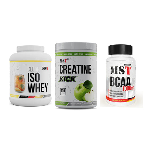 MST Marken-Trio: Iso Clear + Creatine Kick + BCAA 1000 (90 Tabl.) – alle enthaltenen Artikel