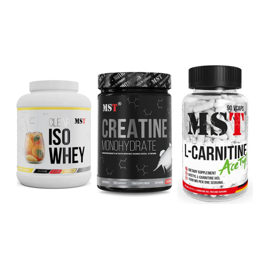 MST Marken-Trio: Iso Clear + Creatin Monohydrate + L-Carnitine Acetyle – alle enthaltenen Artikel