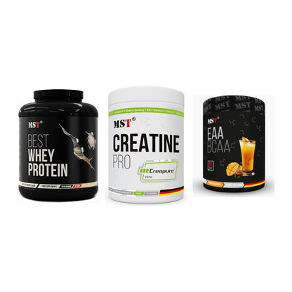 MST Marken-Trio: Best Whey + Creatin Pro + EAA & BCAA – alle enthaltenen Artikel