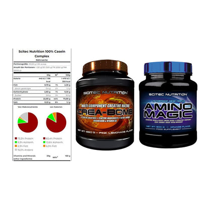Scitec Nutrition Marken-Trio: Casein Complex + Crea-Bomb + 1 weitere – alle enthaltenen Artikel
