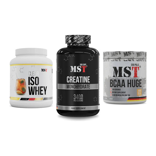 MST Marken-Trio: Iso Clear + Creatine + BCAA Huge 200 – alle enthaltenen Artikel