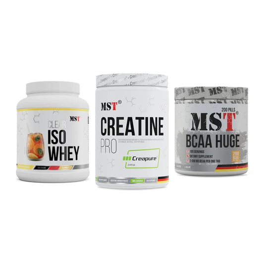 MST Marken-Trio: Iso Clear + Creatin Pro + BCAA Huge 200 – alle enthaltenen Artikel