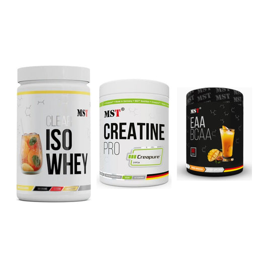 MST Marken-Trio: Iso Clear + Creatin Pro CREAPURE + EAA & BCAA – alle enthaltenen Artikel