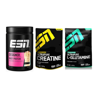 ESN Marken-Trio: Designer Whey + Ultrapure Creatine + 1 weitere – alle enthaltenen Artikel