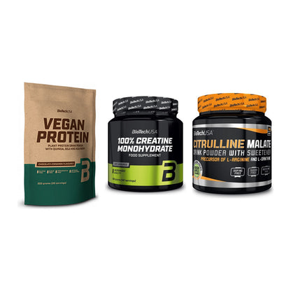 BioTech USA Marken-Trio: Vegan Protein + Creatine + Citrulline – alle enthaltenen Artikel