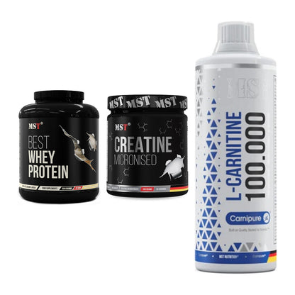 MST Marken-Trio: Best Whey + Creatin Monohyd + L-Carnitine – alle enthaltenen Artikel