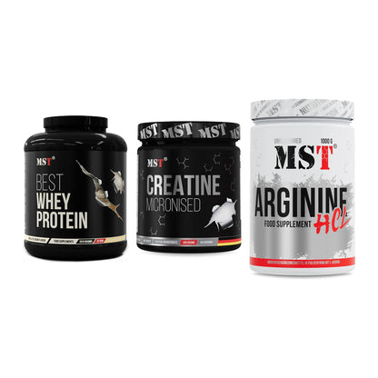 MST Marken-Trio: Best Whey + Creatin Monohyd + Arginine HCL – alle enthaltenen Artikel