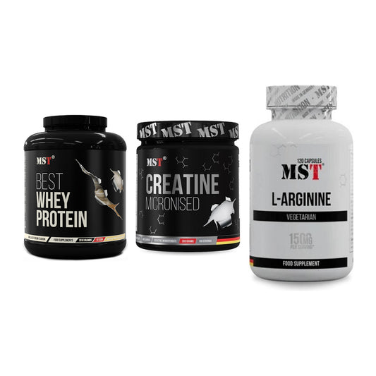 MST Marken-Trio: Best Whey + Creatin Monohyd + L-Arginine 120 – alle enthaltenen Artikel