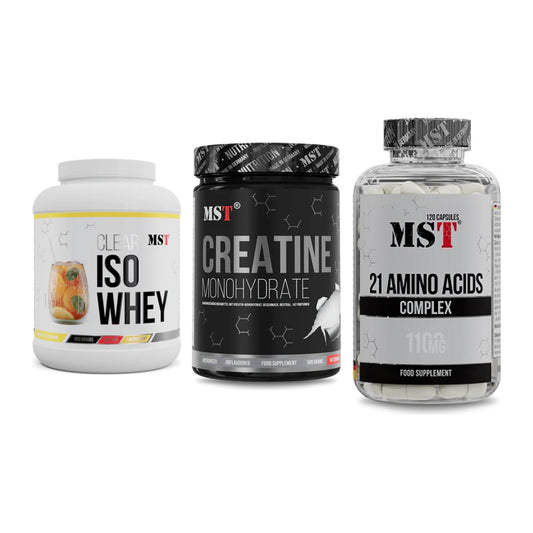 MST Marken-Trio: Iso Clear + Creatin Monohydrate + 21 Amino Acids – alle enthaltenen Artikel