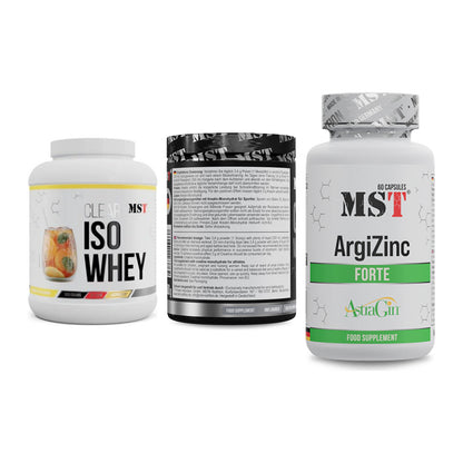 MST Marken-Trio: Iso Clear + Creatin Monohydrate + ArgiZinc Forte – alle enthaltenen Artikel