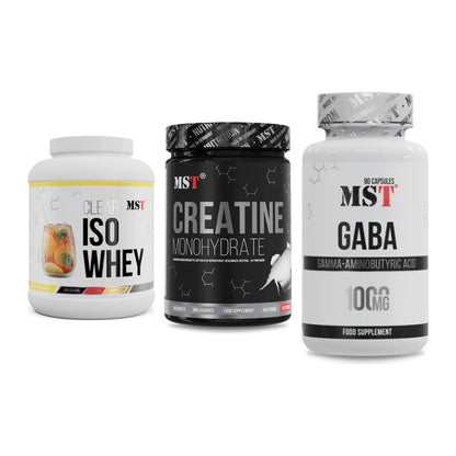 MST Marken-Trio: Iso Clear + Creatin Monohydrate + GABA 1000mg – alle enthaltenen Artikel
