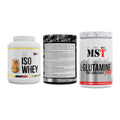 MST Marken-Trio: Iso Clear 900g + Creatin Monohyd + Glutamine – alle enthaltenen Artikel