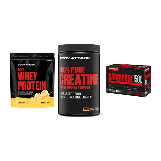 Body Attack Marken-Trio: Attack 100% Whey Protein + 2 weitere – alle enthaltenen Artikel