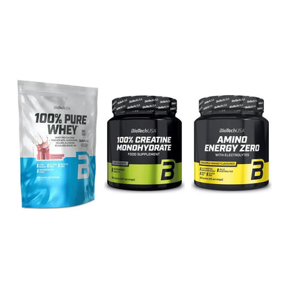 BioTech USA Marken-Trio: 100% Pure + Creatine + Amino Energy – alle enthaltenen Artikel