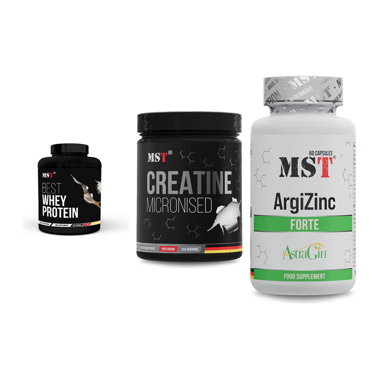 MST Marken-Trio: Best Whey + Creatin Monohyd + ArgiZinc Forte – alle enthaltenen Artikel