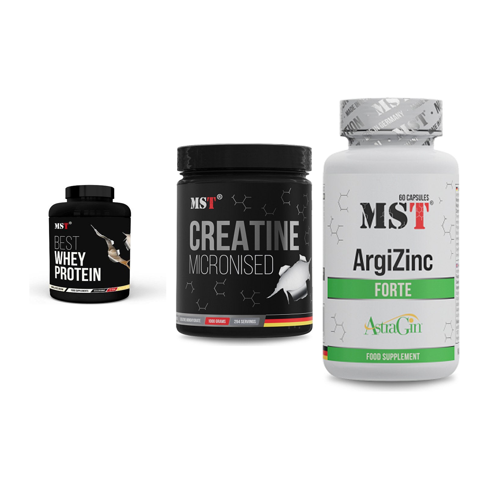MST Marken-Trio: Best Whey + Creatin Monohyd + ArgiZinc Forte – alle enthaltenen Artikel