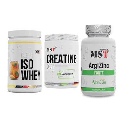 MST Marken-Trio: Iso Clear + Creatin Pro CREAPURE + ArgiZinc Forte – alle enthaltenen Artikel