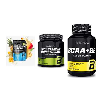 BioTech USA Marken-Trio: Iso Whey Zero + Creatine + BCAA+B6 100 – alle enthaltenen Artikel