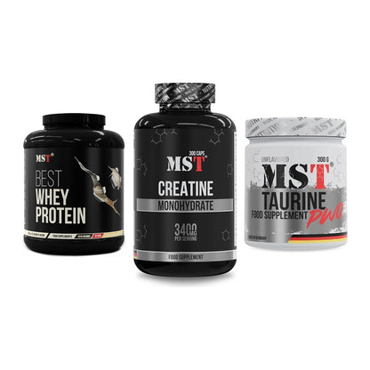 MST Marken-Trio: Best Whey + Creatine + Taurine – alle enthaltenen Artikel