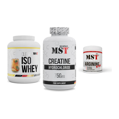 MST Marken-Trio: Iso Clear + Creatine HCL + Arginine RAW – alle enthaltenen Artikel