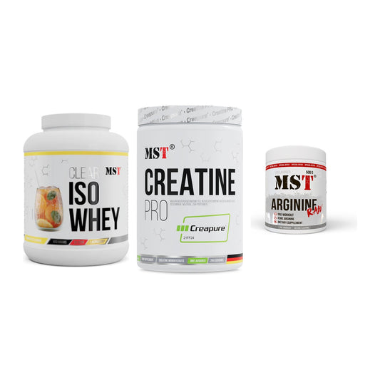 MST Marken-Trio: Iso Clear + Creatin Pro CREAPURE + Arginine RAW – alle enthaltenen Artikel
