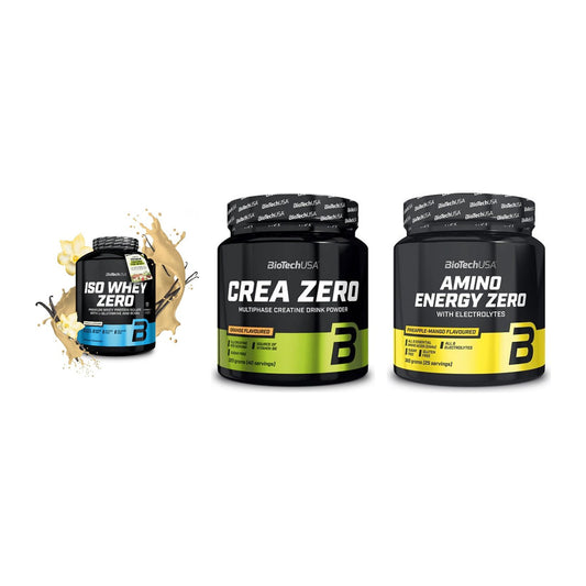 BioTech USA Marken-Trio: Iso Whey Zero + Crea Zero + Amino Energy – alle enthaltenen Artikel