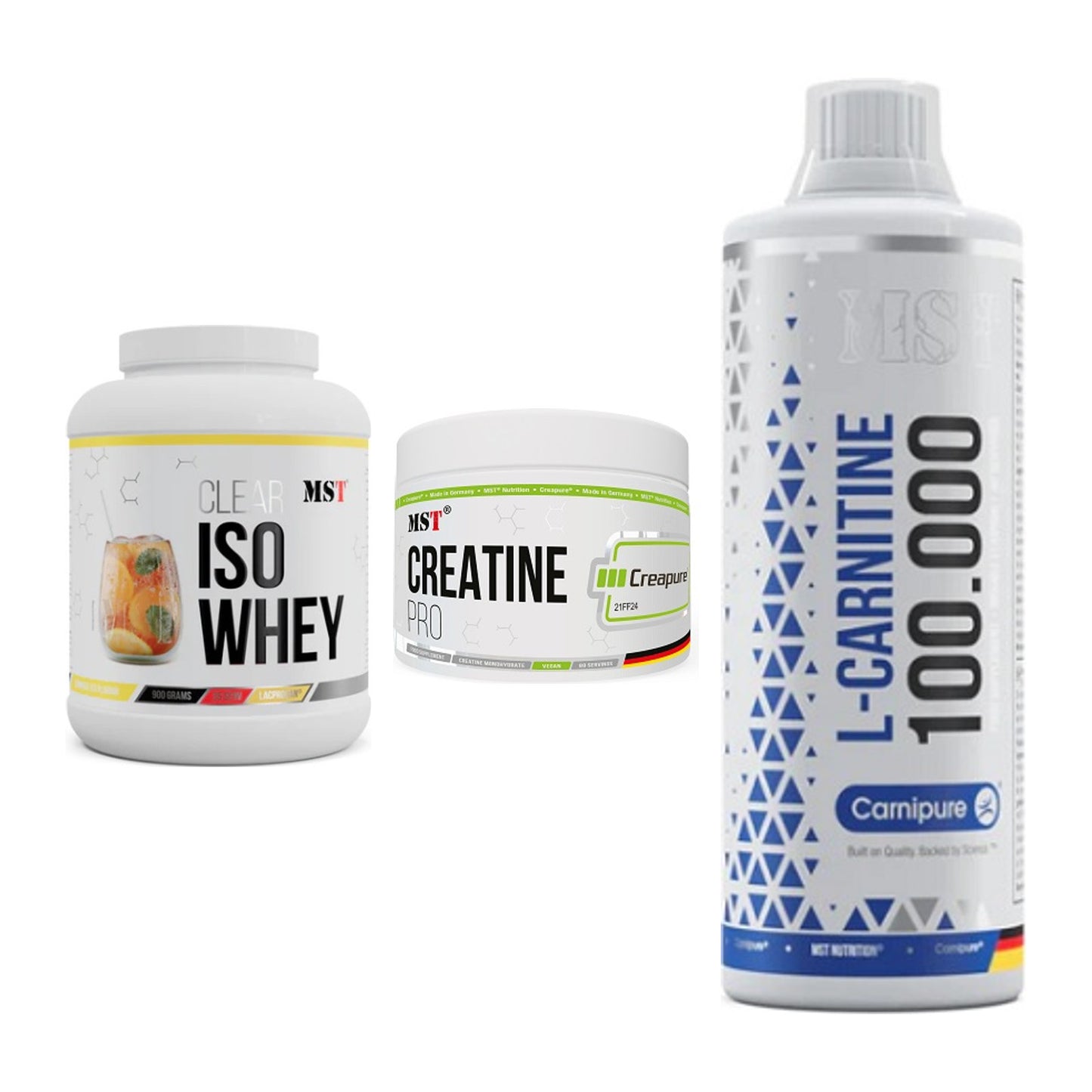 MST Marken-Trio: Iso Clear + Creatin Pro + L-Carnitine – alle enthaltenen Artikel