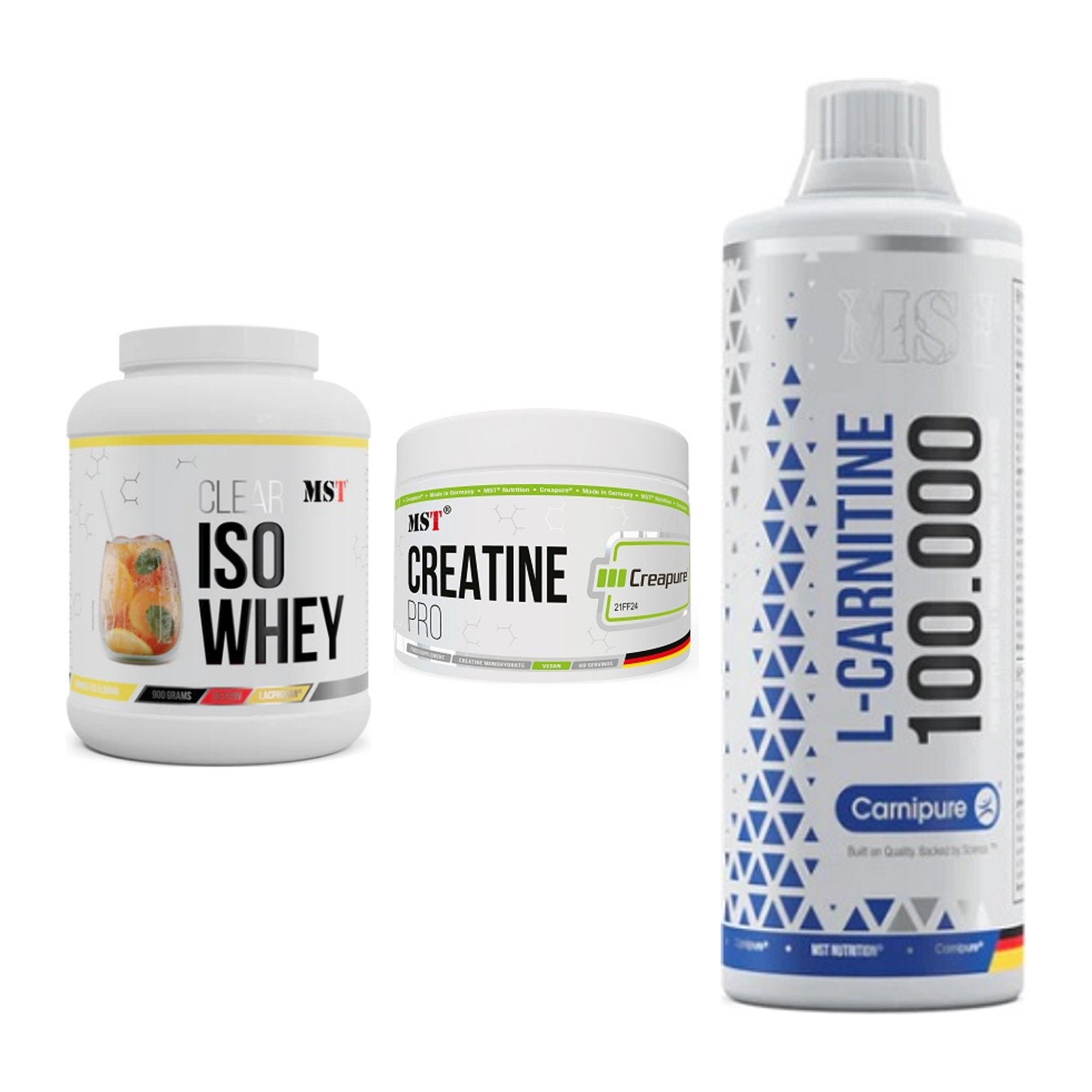 MST Marken-Trio: Iso Clear + Creatin Pro + L-Carnitine – alle enthaltenen Artikel