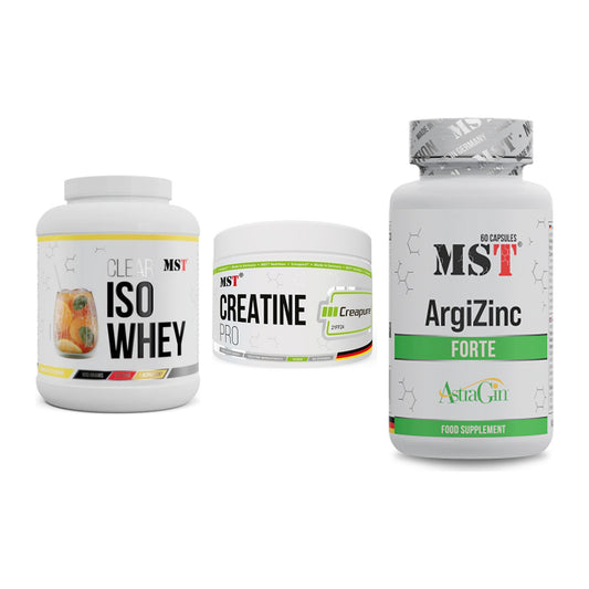 MST Marken-Trio: Iso Clear + Creatin Pro CREAPURE + ArgiZinc Forte – alle enthaltenen Artikel