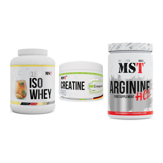 MST Marken-Trio: Iso Clear + Creatin Pro CREAPURE + Arginine HCL – alle enthaltenen Artikel