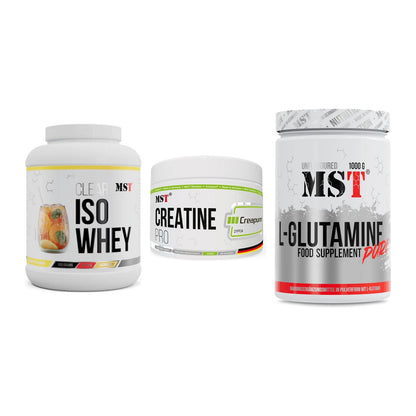 MST Marken-Trio: Iso Clear + Creatin Pro CREAPURE + Glutamine – alle enthaltenen Artikel