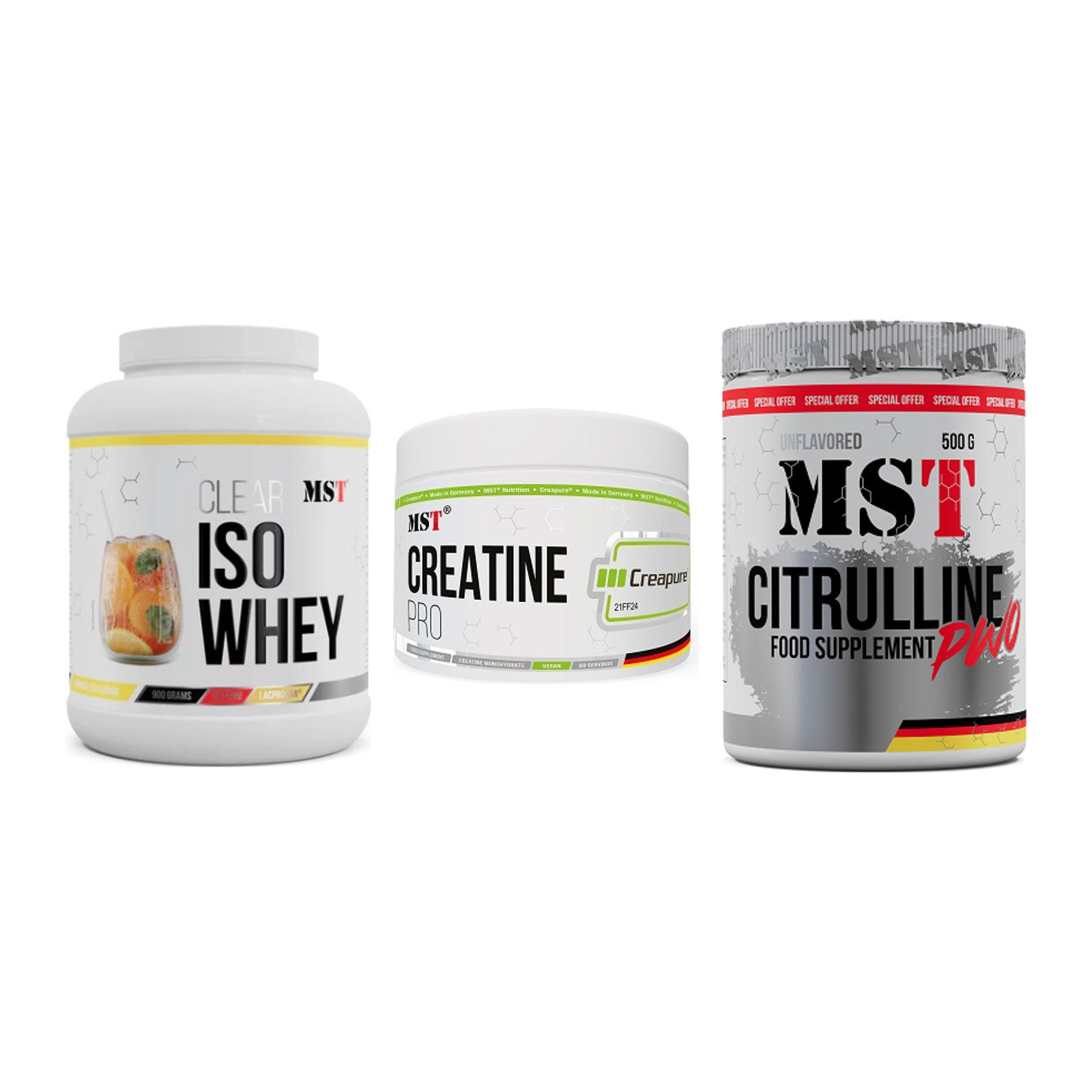 MST Marken-Trio: Iso Clear + Creatin Pro + Citrulline – alle enthaltenen Artikel