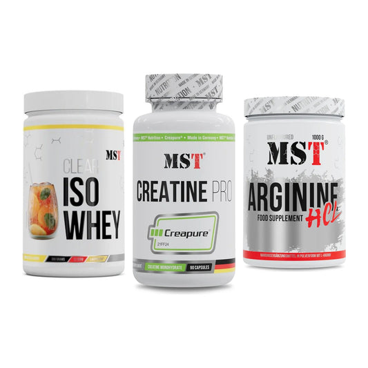 MST Marken-Trio: Iso Clear + Creatine Pro CREAPURE + Arginine HCL – alle enthaltenen Artikel