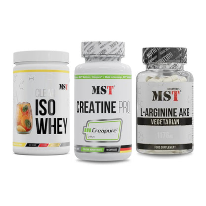MST Marken-Trio: Iso Clear + Creatine Pro + Arginin AAKG – alle enthaltenen Artikel