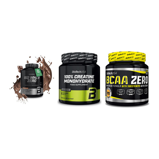 BioTech USA Marken-Trio: Iso Whey Zero + Creatine + BCAA Zero – alle enthaltenen Artikel