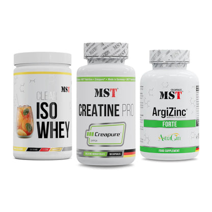 MST Marken-Trio: Iso Clear + Creatine Pro CREAPURE + ArgiZinc Forte – alle enthaltenen Artikel