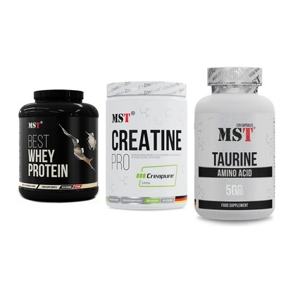 MST Marken-Trio: Best Whey + Creatin Pro + Taurine – alle enthaltenen Artikel
