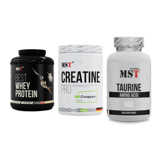 MST Marken-Trio: Best Whey + Creatin Pro + Taurine – alle enthaltenen Artikel