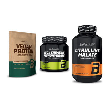 BioTech USA Marken-Trio: Vegan Protein + Creatine + Citrulline – alle enthaltenen Artikel