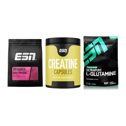 ESN Marken-Trio: Designer Whey + Ultrapure Creatine + 1 weitere – alle enthaltenen Artikel