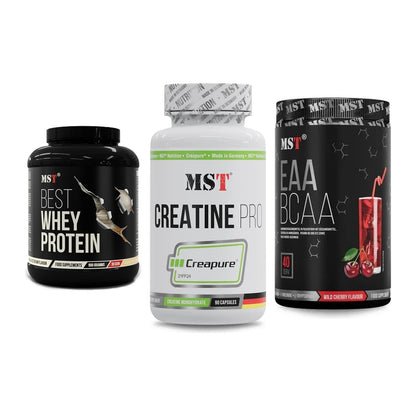 MST Marken-Trio: Best Whey + Creatine Pro + EAA & BCAA – alle enthaltenen Artikel