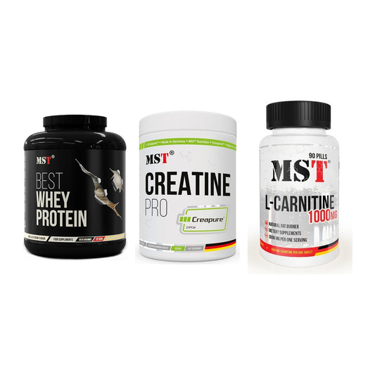 MST Marken-Trio: Best Whey + Creatin Pro + L-Carnitine – alle enthaltenen Artikel