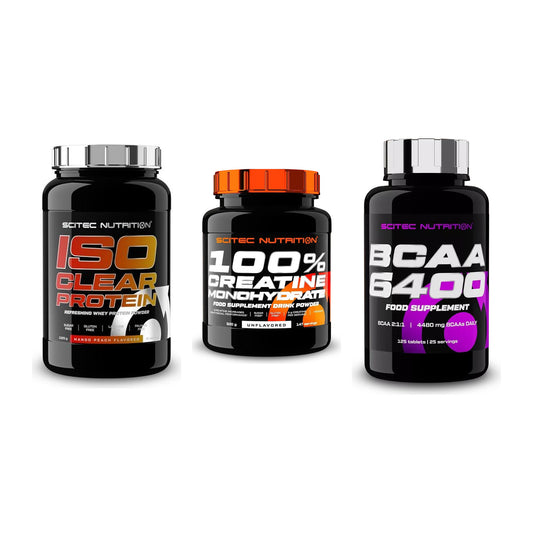 Scitec Nutrition Marken-Trio: IsoClear + Creatine + 1 weitere – alle enthaltenen Artikel