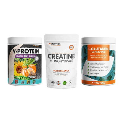 ProFuel Marken-Trio: V-Protein + Creatine + Glutamin – alle enthaltenen Artikel