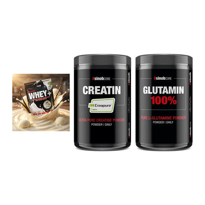 Sinob Marken-Trio: Honest Whey+ + Creatin CREAPURE + Core L-Glutamin – alle enthaltenen Artikel