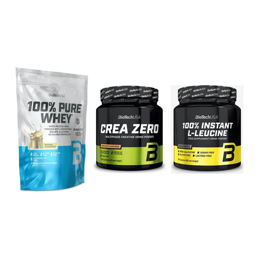BioTech USA Marken-Trio: 100% Pure + Crea Zero + 100% Instant – alle enthaltenen Artikel