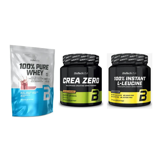 BioTech USA Marken-Trio: 100% Pure + Crea Zero + 100% Instant – alle enthaltenen Artikel