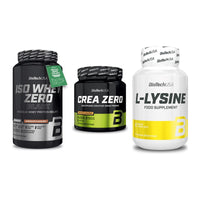 BioTech USA Marken-Trio: Iso Whey Zero Black + Crea Zero + L-Lysine