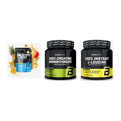 BioTech USA Marken-Trio: Iso Whey Zero + Creatine + 100% Instant – alle enthaltenen Artikel